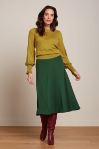 King Louie - Juno Milano crepe midi rok in bos groen