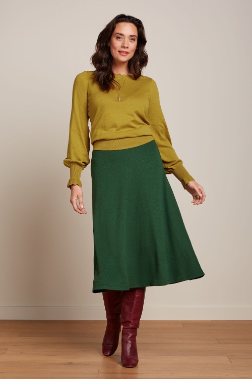 King Louie - Juno Milano crepe midi rok in sandelwood bruin