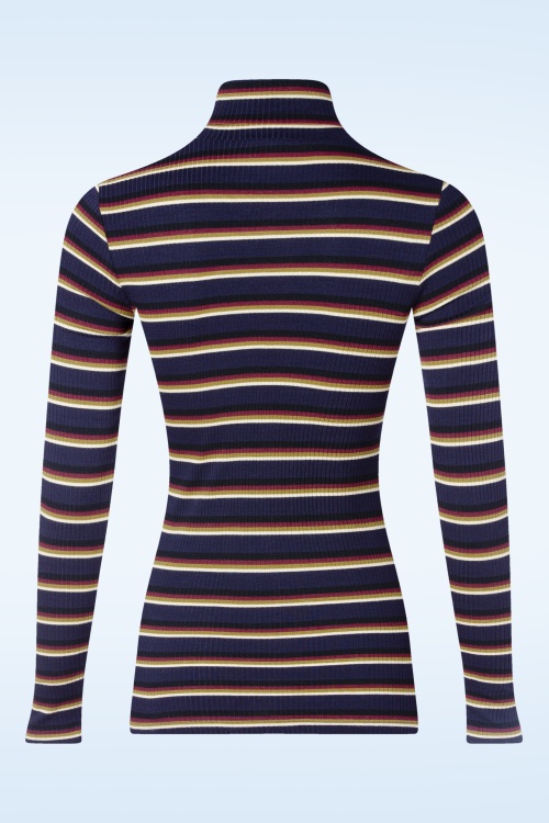 King Louie - Mimmi stripe rollneck top in evening blauw 4