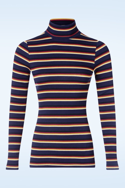 King Louie - Mimmi stripe rollneck top in evening blauw 2