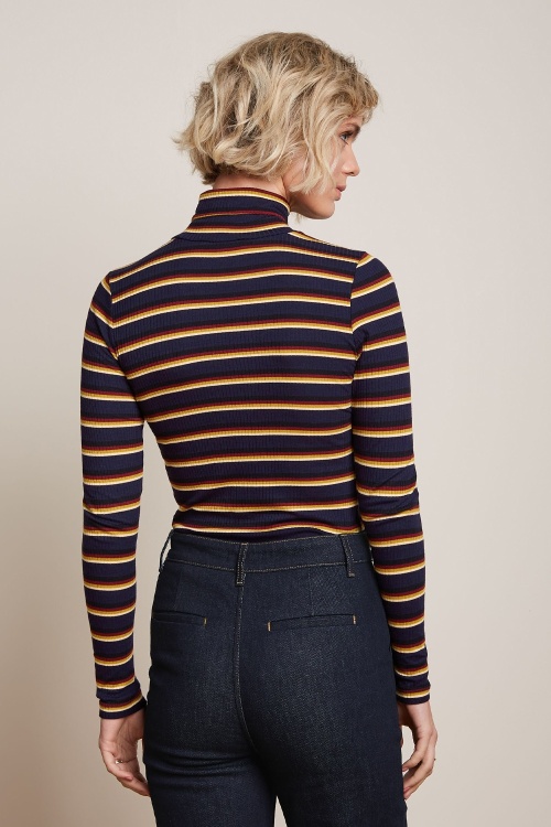 King Louie - Mimmi stripe rollneck top in evening blauw 3