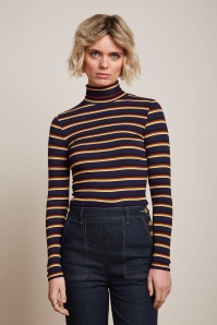 King Louie - Mimmi stripe rollneck top in evening blauw