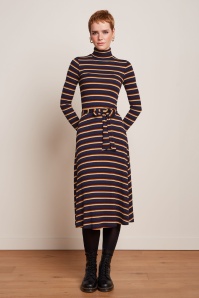 King Louie - Mimmi stripe rollneck jurk in evening blauw