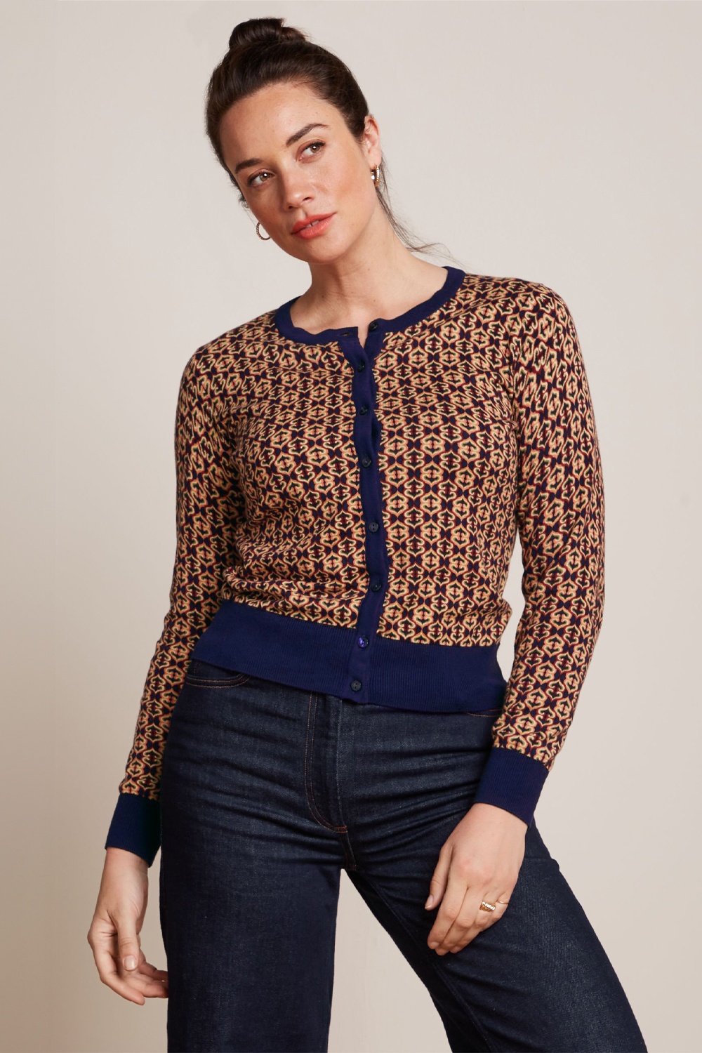 King Louie - Ripley Roundneck cardigan in avondblauw