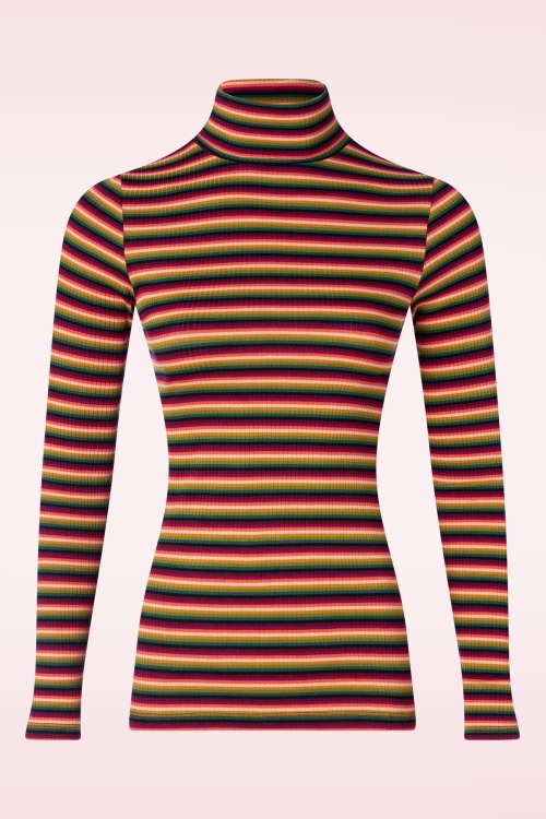 King Louie - Mimmi stripe rollneck top in cabernet rood 2