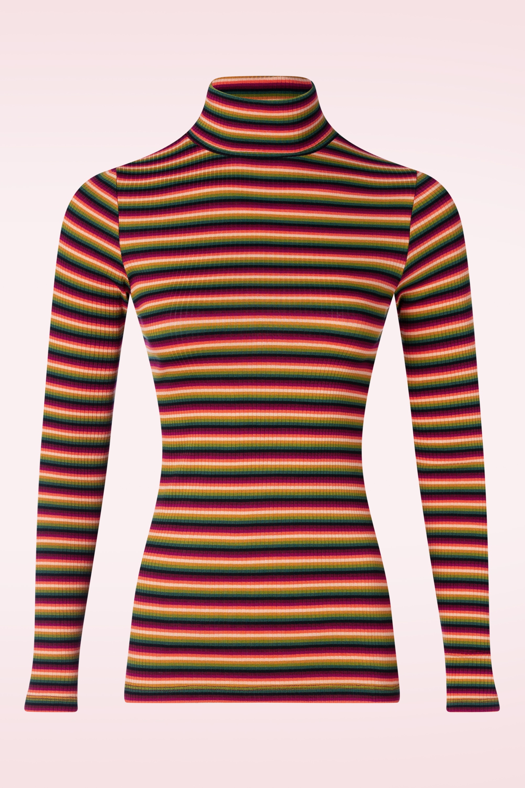 King Louie - Mimmi stripe rollneck top in cabernet rood 2