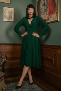 Vintage Diva  - Starlet Swing jurk in smaragdgroen