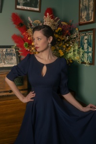 Vintage Diva  - The Graziella swing jurk in navyblauw 3