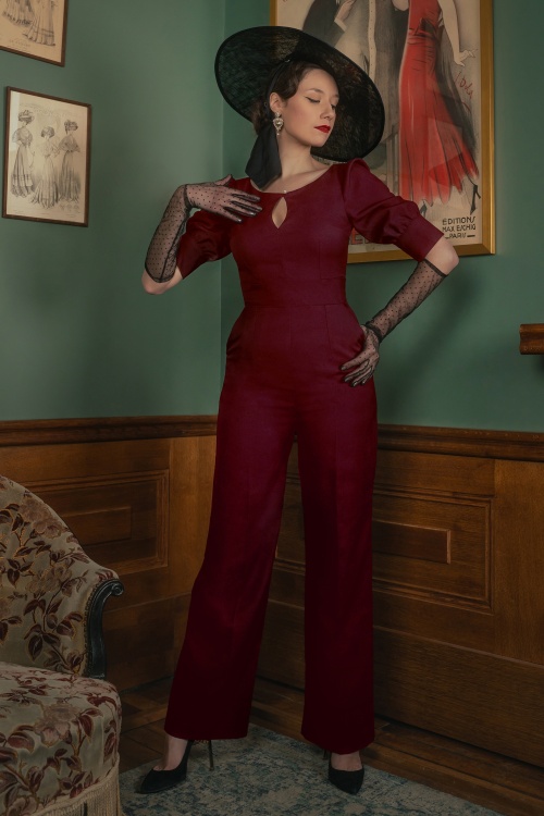 Vintage Diva  - The Graziella jumpsuit in bordeauxrood