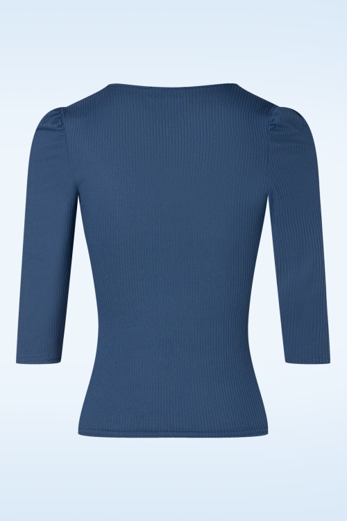 Vintage Chic for Topvintage - Jordyn rib top in blauw 2