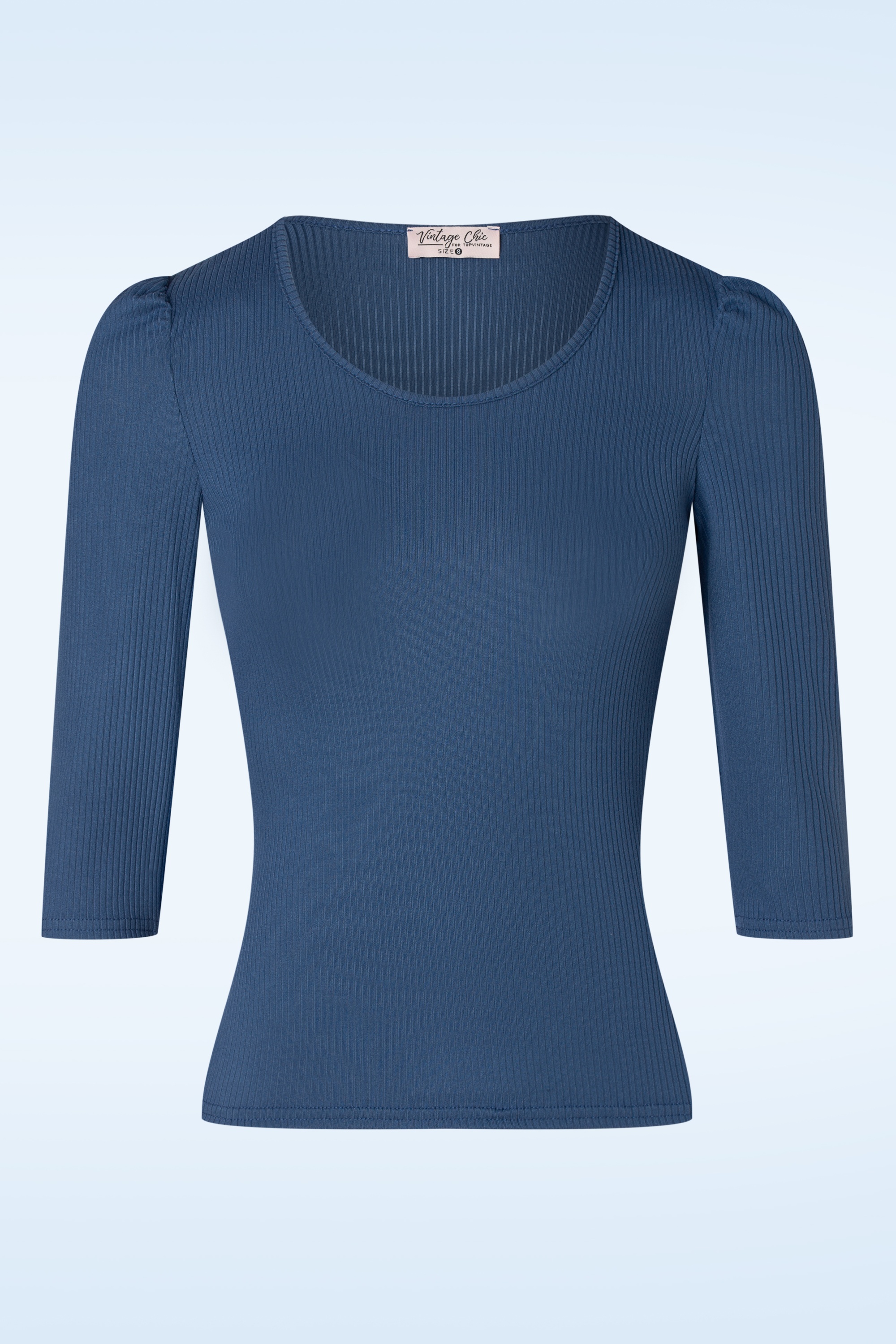 Vintage Chic for Topvintage - Jordyn rib top in blauw