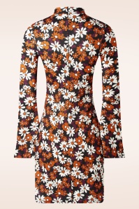 Vintage Chic for Topvintage - Izzy flower jurk in zwart en oranje 3