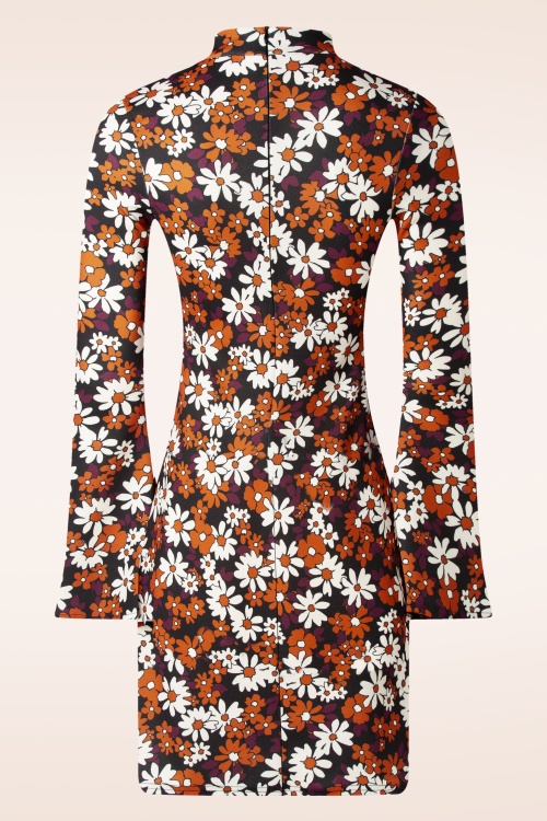 Vintage Chic for Topvintage - Izzy flower jurk in zwart en oranje 3