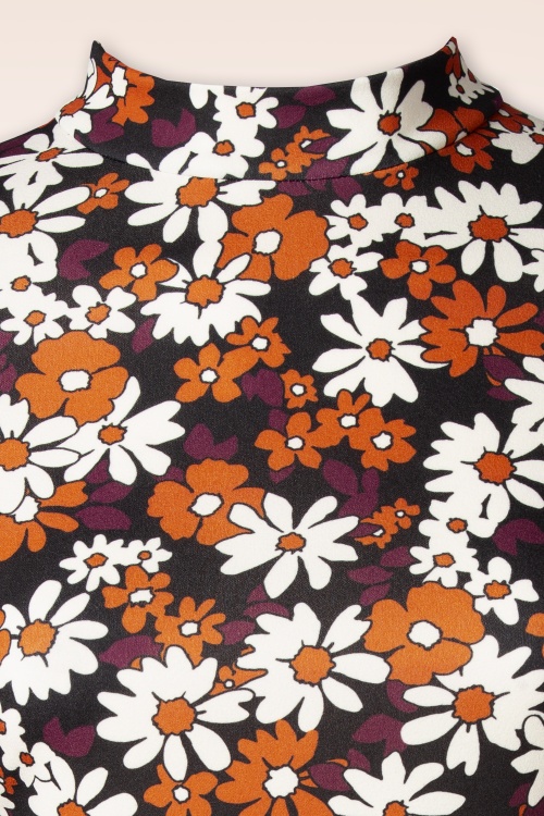 Vintage Chic for Topvintage - Izzy flower jurk in zwart en oranje 4