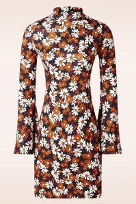 Vintage Chic for Topvintage - Izzy flower jurk in zwart en oranje 2