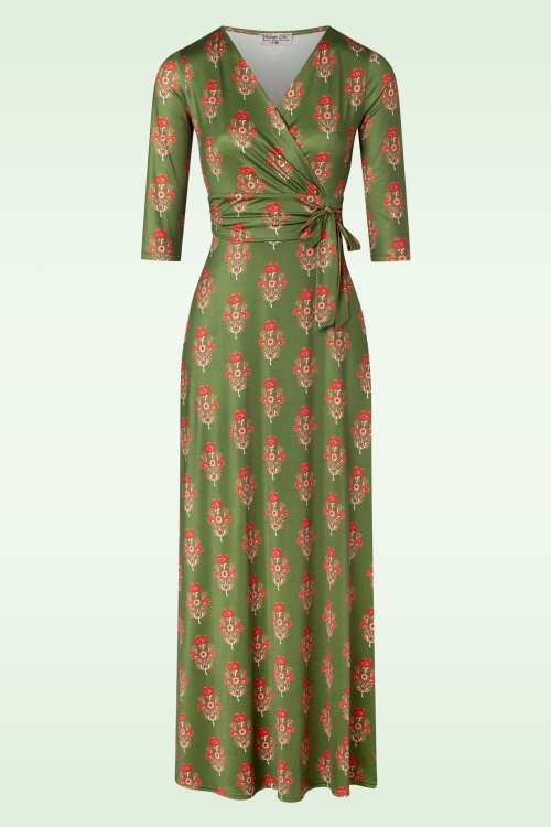 Vintage Chic for Topvintage - Fresia Flower maxi jurk in wijnrood