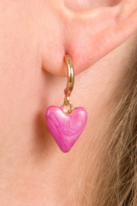 Day&Eve by Go Dutch Label - Heart Dangle Hoop oorbellen in roze