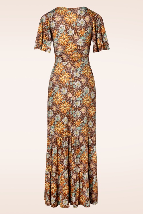 Vintage Chic for Topvintage - Farrah Floral maxi jurk in bruin 3