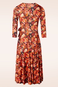 Vintage Chic for Topvintage - Colette paisley swing jurk in bruin en orange 2