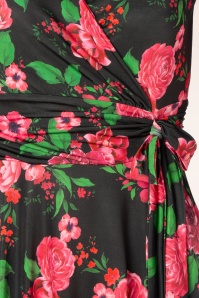 Vintage Chic for Topvintage - Aria floral swing jurk in zwart en roze 3