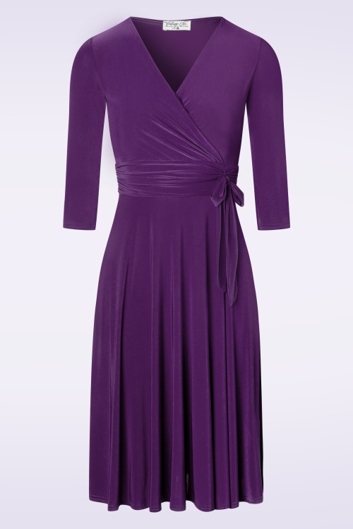 Vintage Chic for Topvintage - Aria swing jurk in aubergine