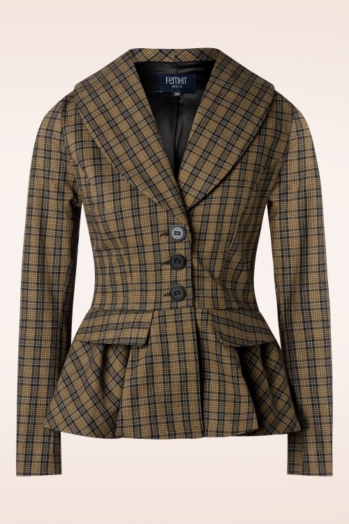 Femkit - Margo plaid blazer in bruin