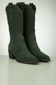 Tamaris - Leather western laarzen in groen 4