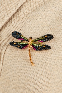 Day&Eve by Go Dutch Label - Sparkly dragonfly broche in blauw en multi