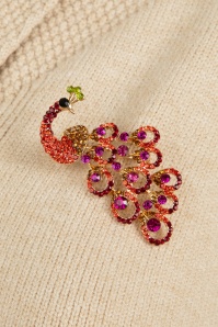 Day&Eve by Go Dutch Label - Sparkly peacock broche in rood en multi