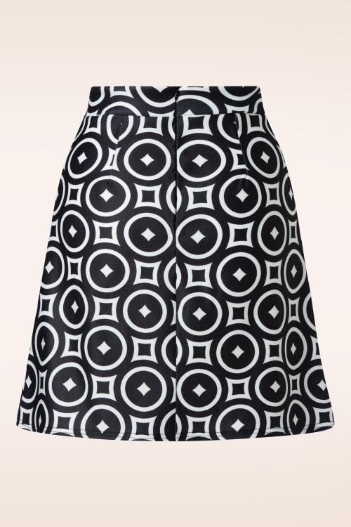 Vintage Chic for Topvintage - Bobby geometric retro rok in zwart en wit 2