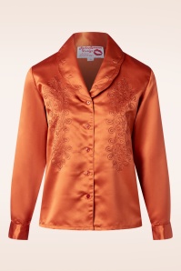 Rock N Romance - Valerie geborduurde blouse in burnt oranje