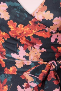 Vintage Chic for Topvintage - Kamila floral pencil jurk in zwart en multi 3