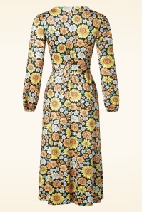 Vintage Chic for Topvintage - Julieta floral midi jurk in zwart en multi 2