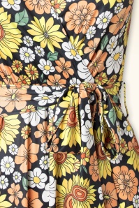 Vintage Chic for Topvintage - Julieta floral midi jurk in zwart en multi 3