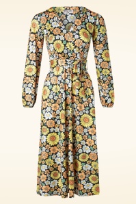 Vintage Chic for Topvintage - Julieta floral midi jurk in zwart en multi