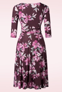 Vintage Chic for Topvintage - Aria floral swing jurk in wijnrood 2