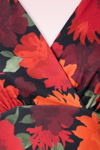 Vintage Chic for Topvintage - Maddison floral swing jurk in rood en oranje  3