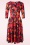 Vintage Chic for Topvintage - Maddison floral swing jurk in rood en oranje  2