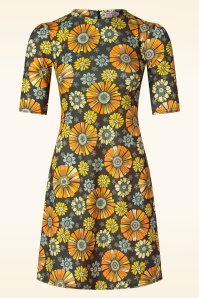 Vintage Chic for Topvintage - Carly floral a-lijn jurk in khaki