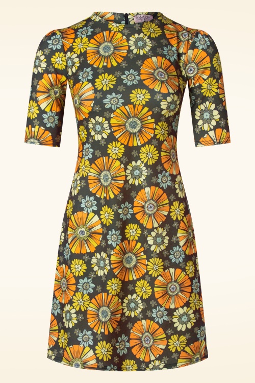 Vintage Chic for Topvintage - Carly floral a-lijn jurk in khaki