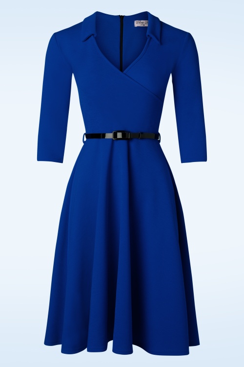 Vintage Chic for Topvintage - Elena swingjurk in marineblauw