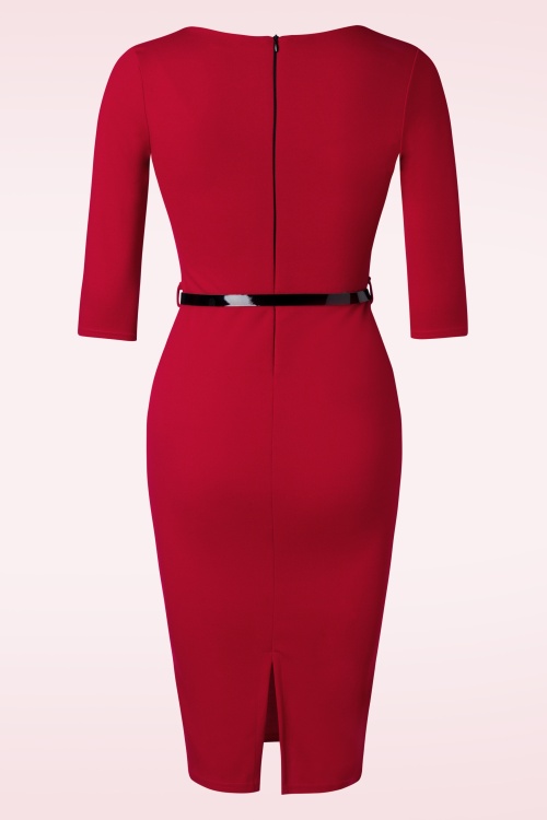 Vintage Chic for Topvintage - Sheni pencil jurk in rood 2