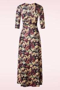 Vintage Chic for Topvintage - Fresia Flower maxi jurk in wijnrood 2