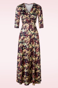 Vintage Chic for Topvintage - Fresia Flower maxi jurk in wijnrood