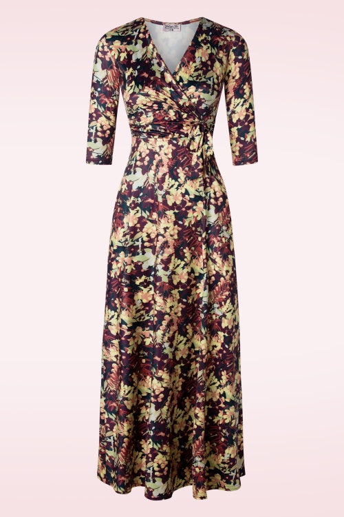 Vintage Chic for Topvintage - Fresia flower maxi jurk in groen en rood