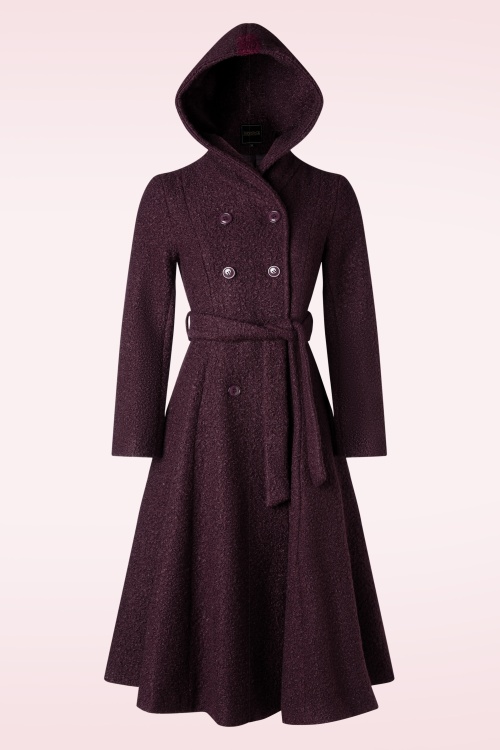 Topvintage Boutique Collection - Topvintage exclusive ~ Anna Hooded swing jas in aubergine 4