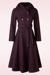 Topvintage Boutique Collection - Topvintage exclusive ~ Anna Hooded swing jas in aubergine 3