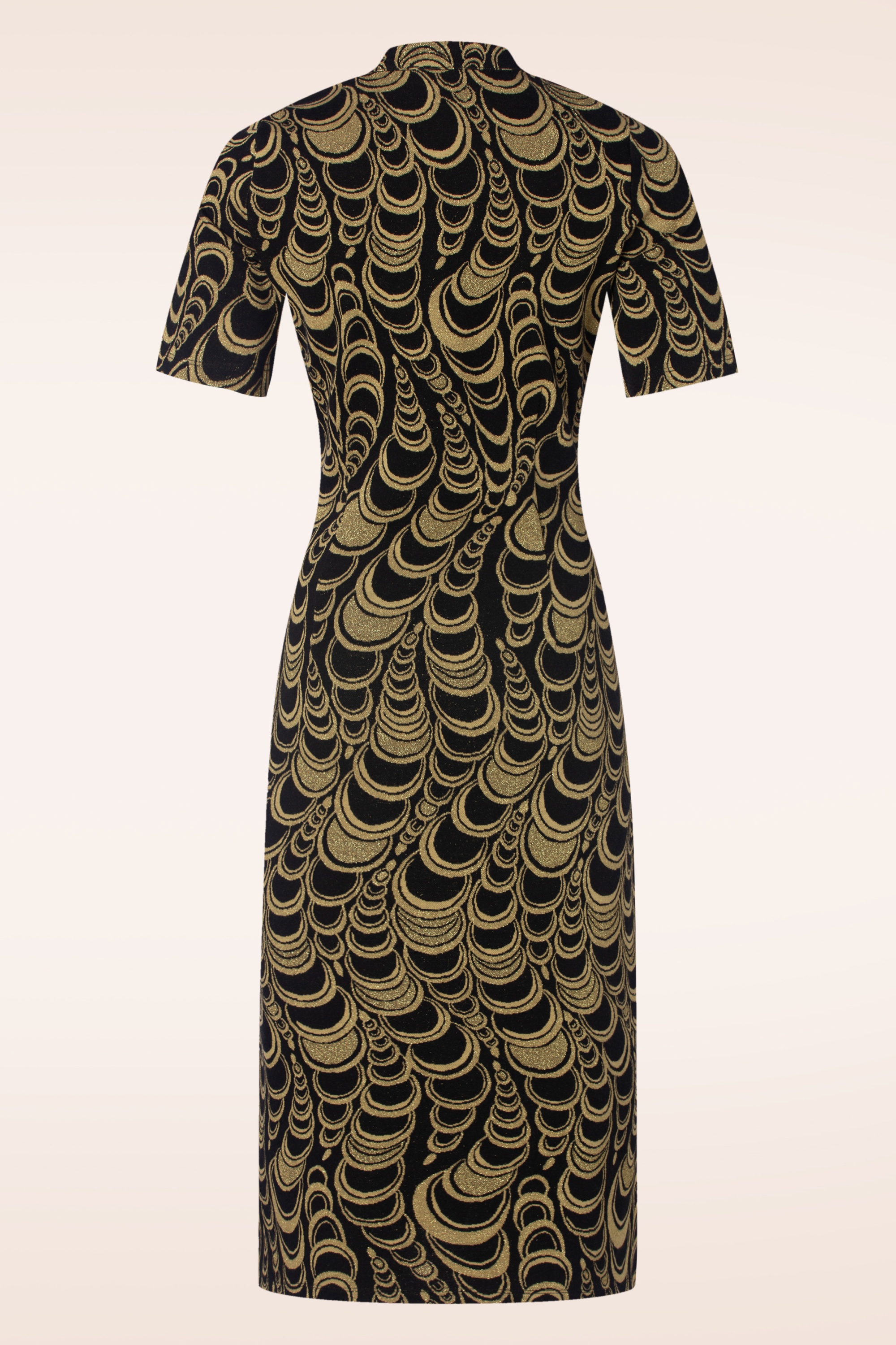 King Louie - Cheongsam Style jacquard midi jurk in zwart 5