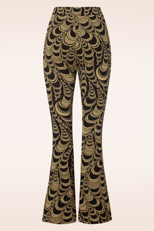 King Louie - Bobbin jacquard flared broek in zwart 4