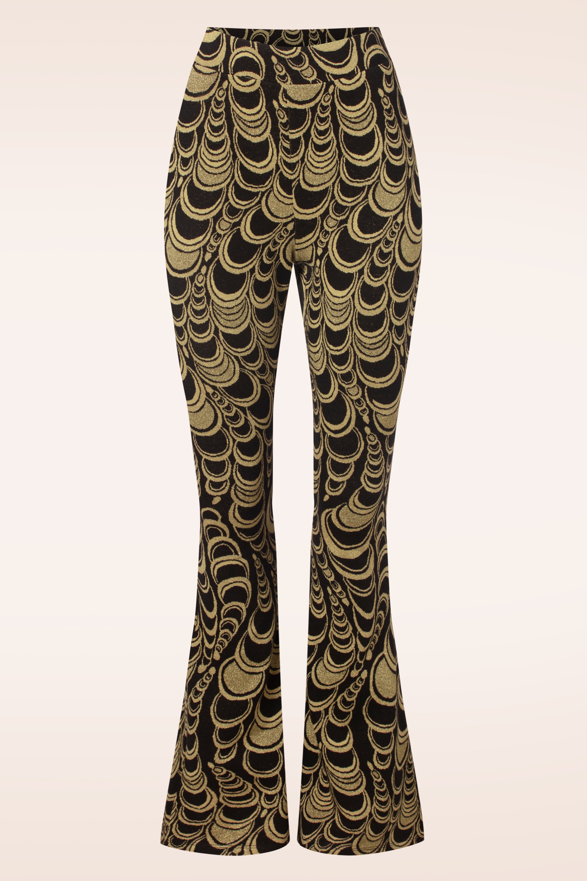 King Louie - Bobbin jacquard flared broek in zwart 2